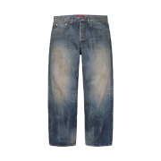 Supreme Distressed Loose Fit Selvedge Jean Washed Indigo - 25FW