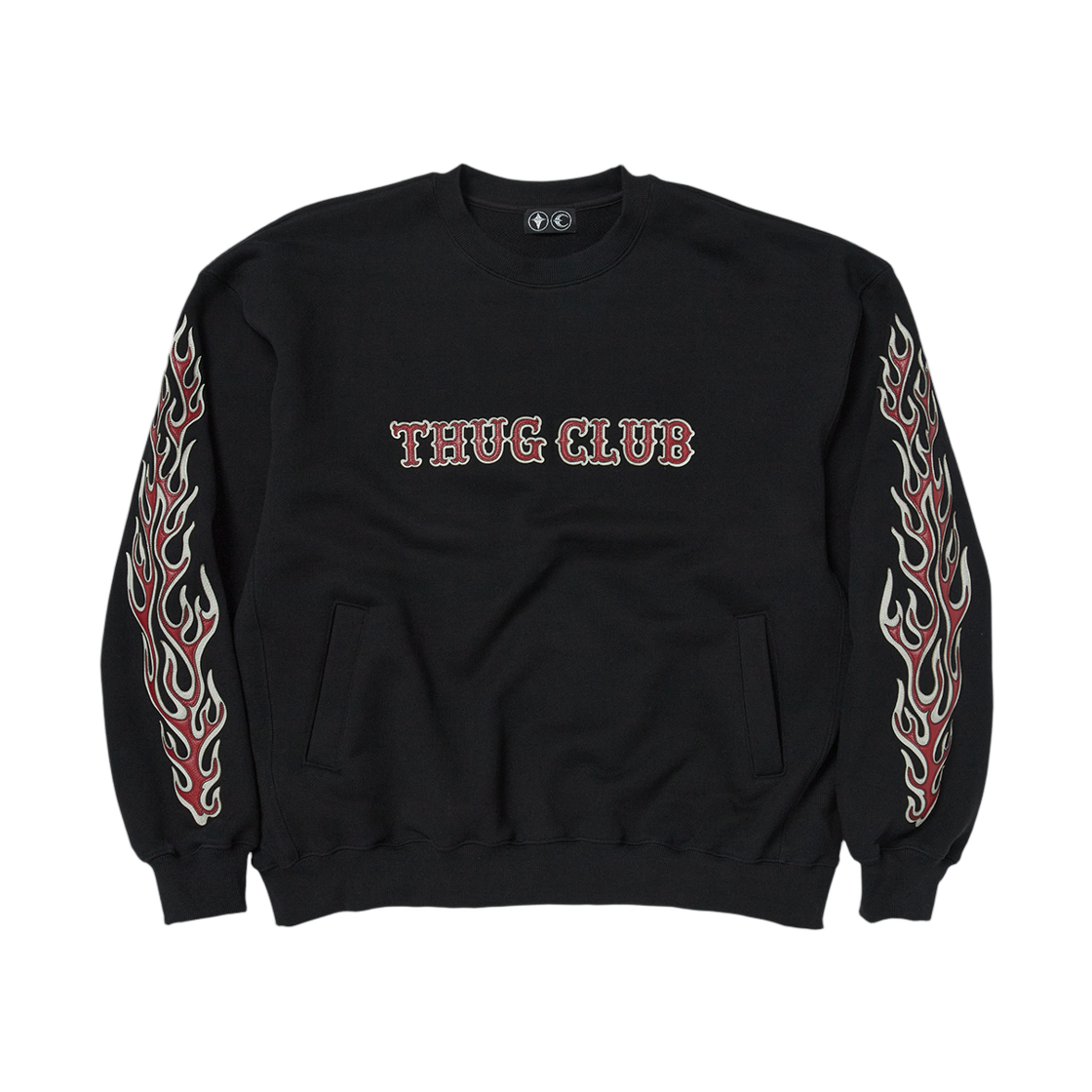 - Thug Club Leather Flame Sweatshirt Black