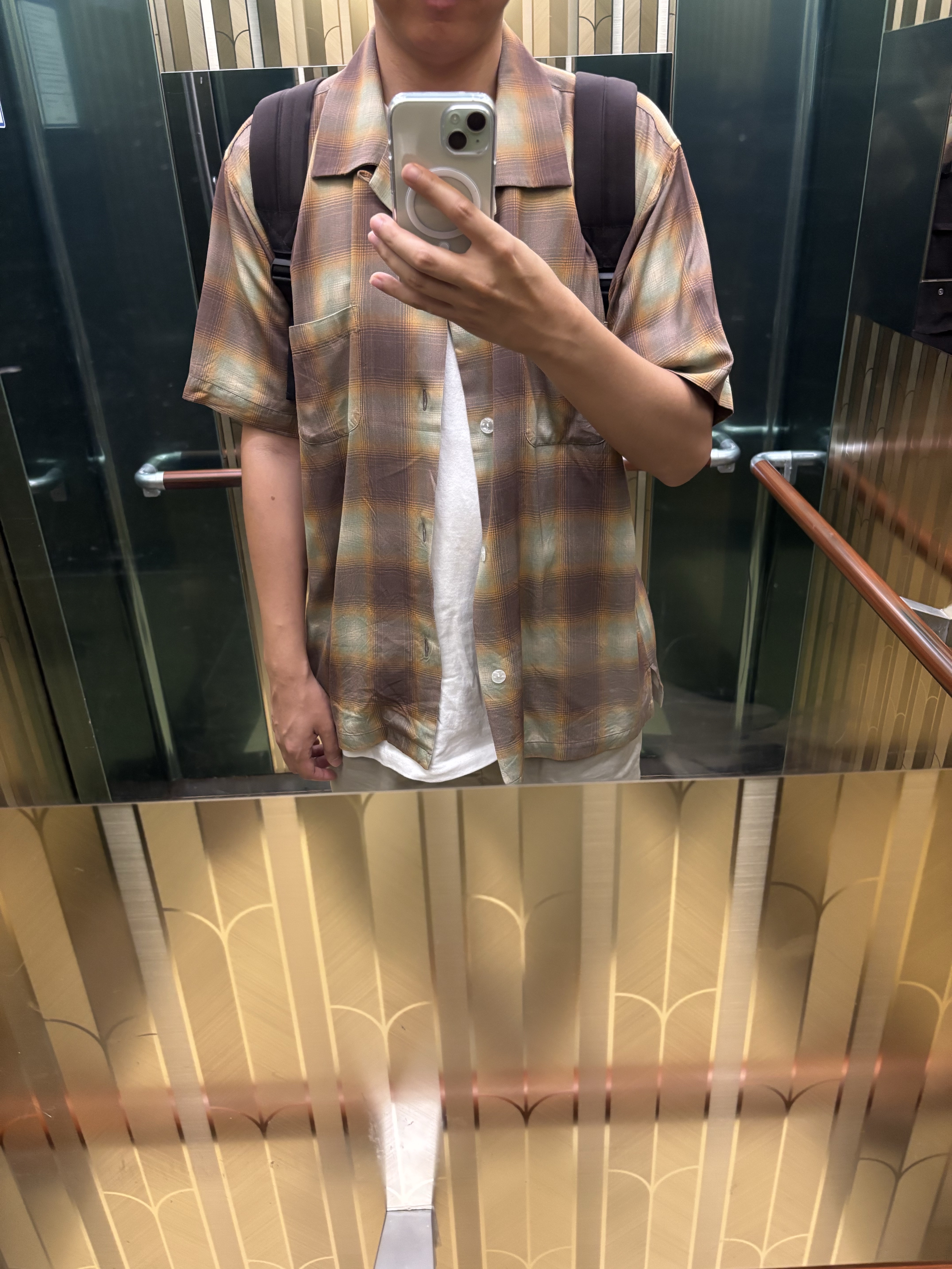 Houston Japan Ombre Check S/S Shirt Khaki 41187KH 착용 스타일