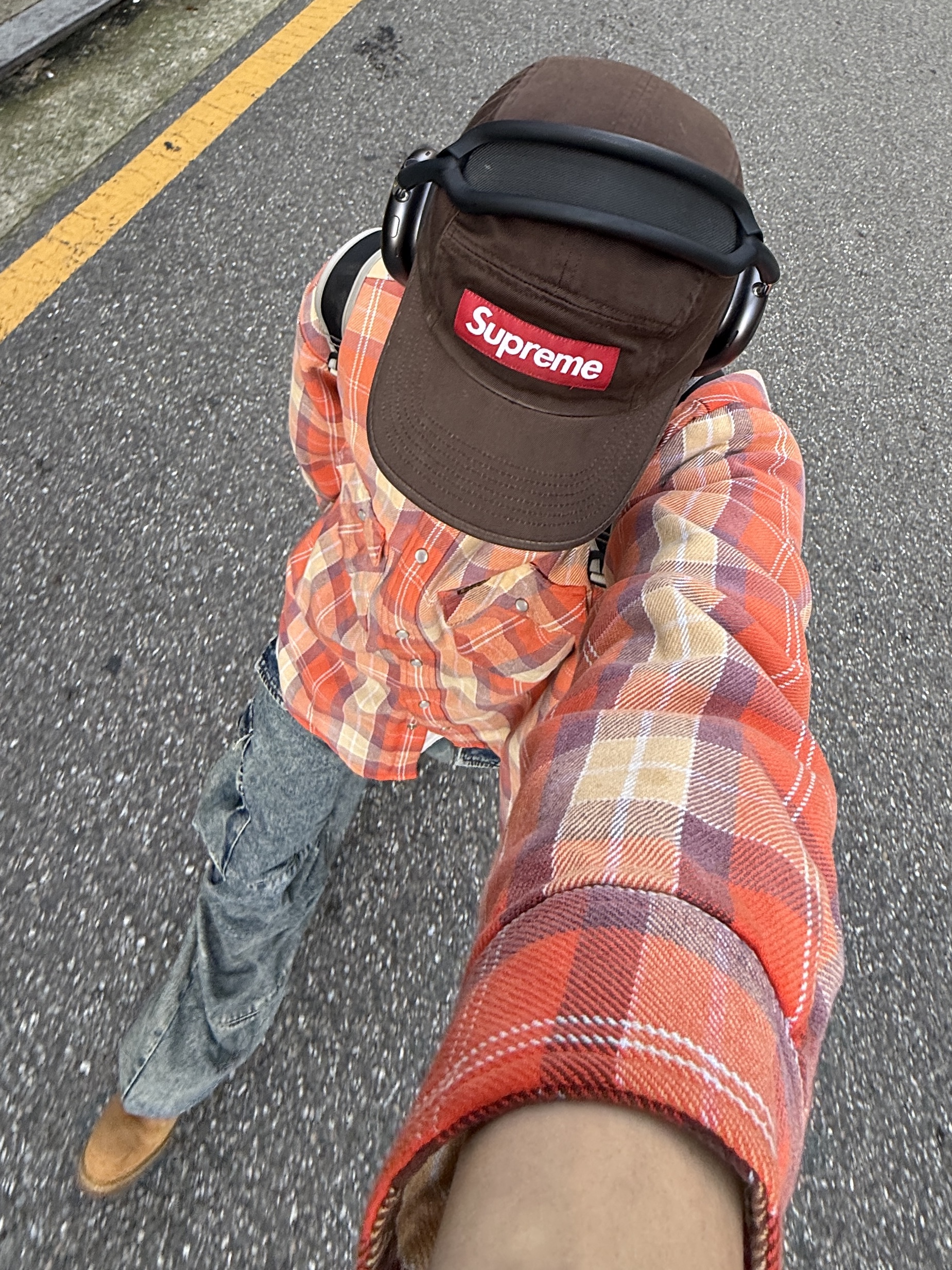 Timberland Premium 6 inch Waterproof Boot Wheat Nubuck - Medium, Supreme Quilted Flannel Snap Shirt Orange - 24SS 착용 스타일 - 1
