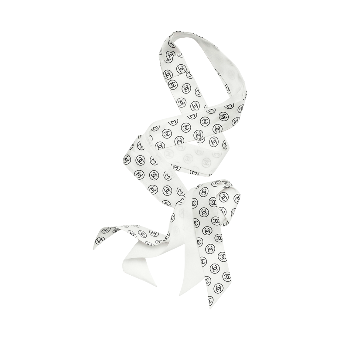 샤넬 슬림 방도 실크 트윌 & 화이트 블랙(Chanel Slim Bandeau Silk Twill & White Black) - 1