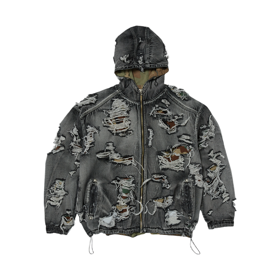 떠그 클럽 헬 데님 카모 후드 집업 블랙(Thug Club Hell Denim Camo Hooded Zip Up Black)