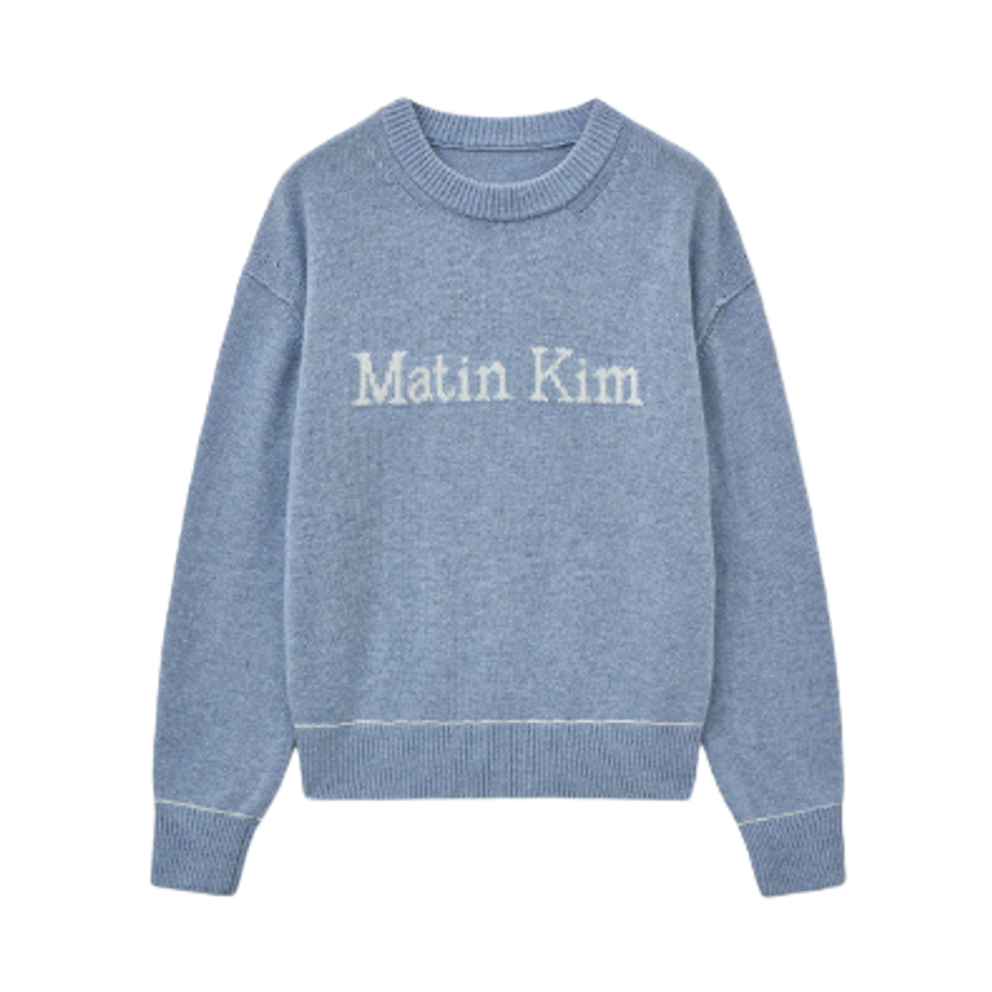 마뗑킴 컬러 트림 라인 로고 풀오버 라이트 블루(Matin Kim Color Trim Line Logo Pullover Light Blue)