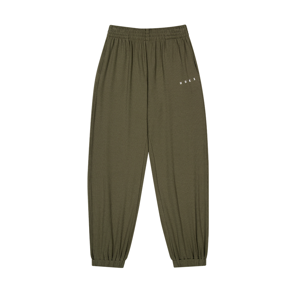 리브드 플레인 조거 팬츠 (Khaki)