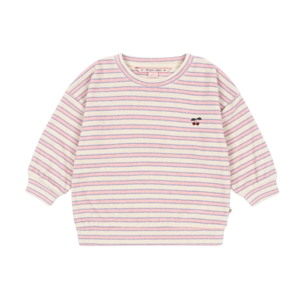 콩제슬래드 이티 스웻 셔츠 체리 스트라이프(Konges Sløjd Itty Sweat Shirt Gots Lolly Stripe)
