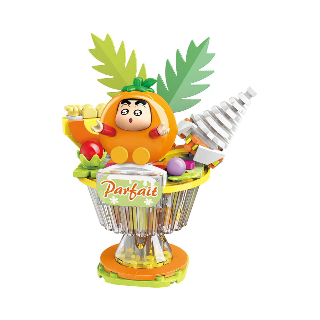 큐만 짱구 블럭 피규어 음식 시리즈 짱구의 오렌지 아이스크림(Qman Crayon Shin chan Block Figure Food Series Shin Chan's orange ice cream)