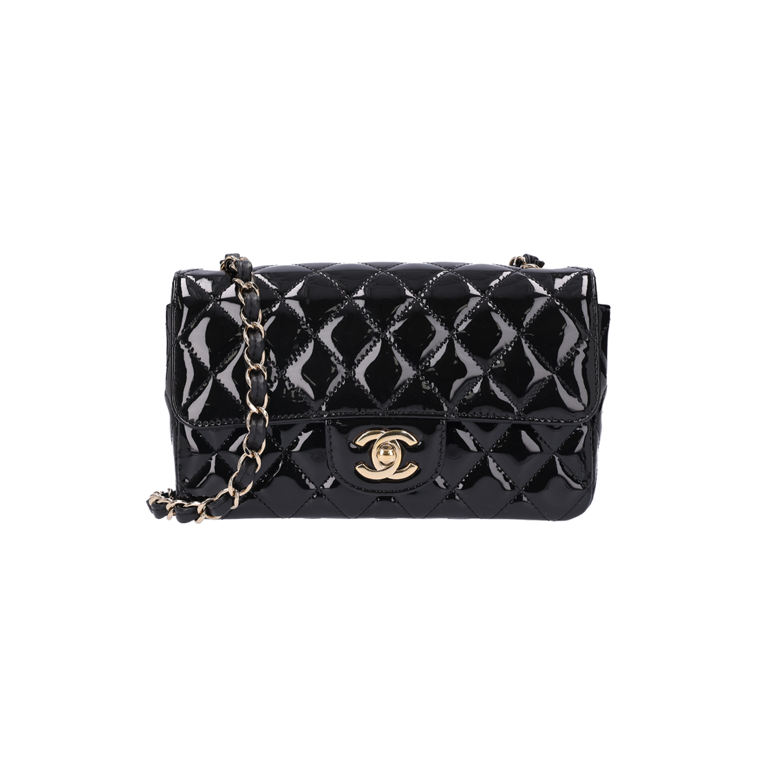 샤넬 A69900 뉴미니 체인 플랩백 페이던트 블랙 금장(Chanel New Mini Chain Flap Bag in Black Patent with Gold Hardware) - 1