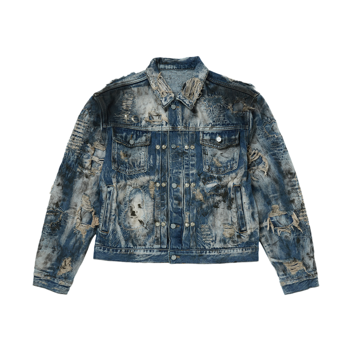 떠그 클럽 하드 워시드 데미지드 데님 자켓 블루(Thug Club Hard Washed Damaged Denim Jacket Blue)