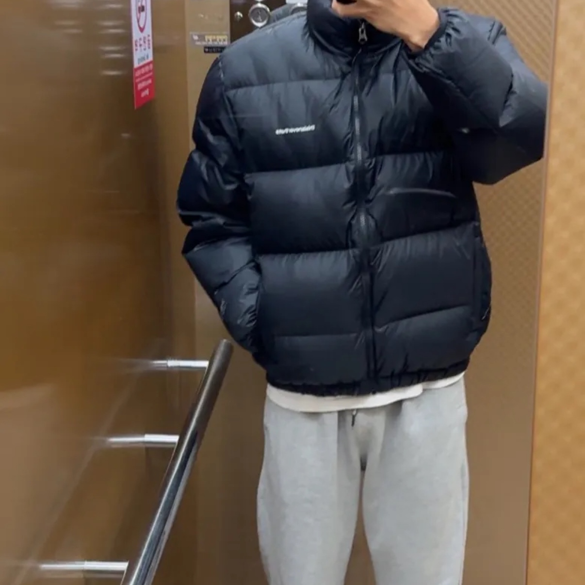 Thisisneverthat Pertex T Down Jacket Black 착용 스타일
