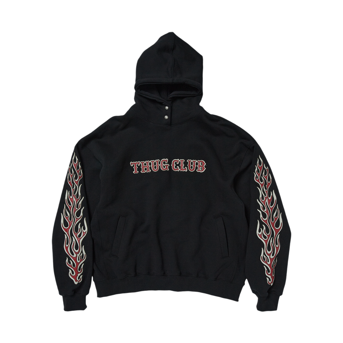 - Thug Club Leather Flame Hoodie Black