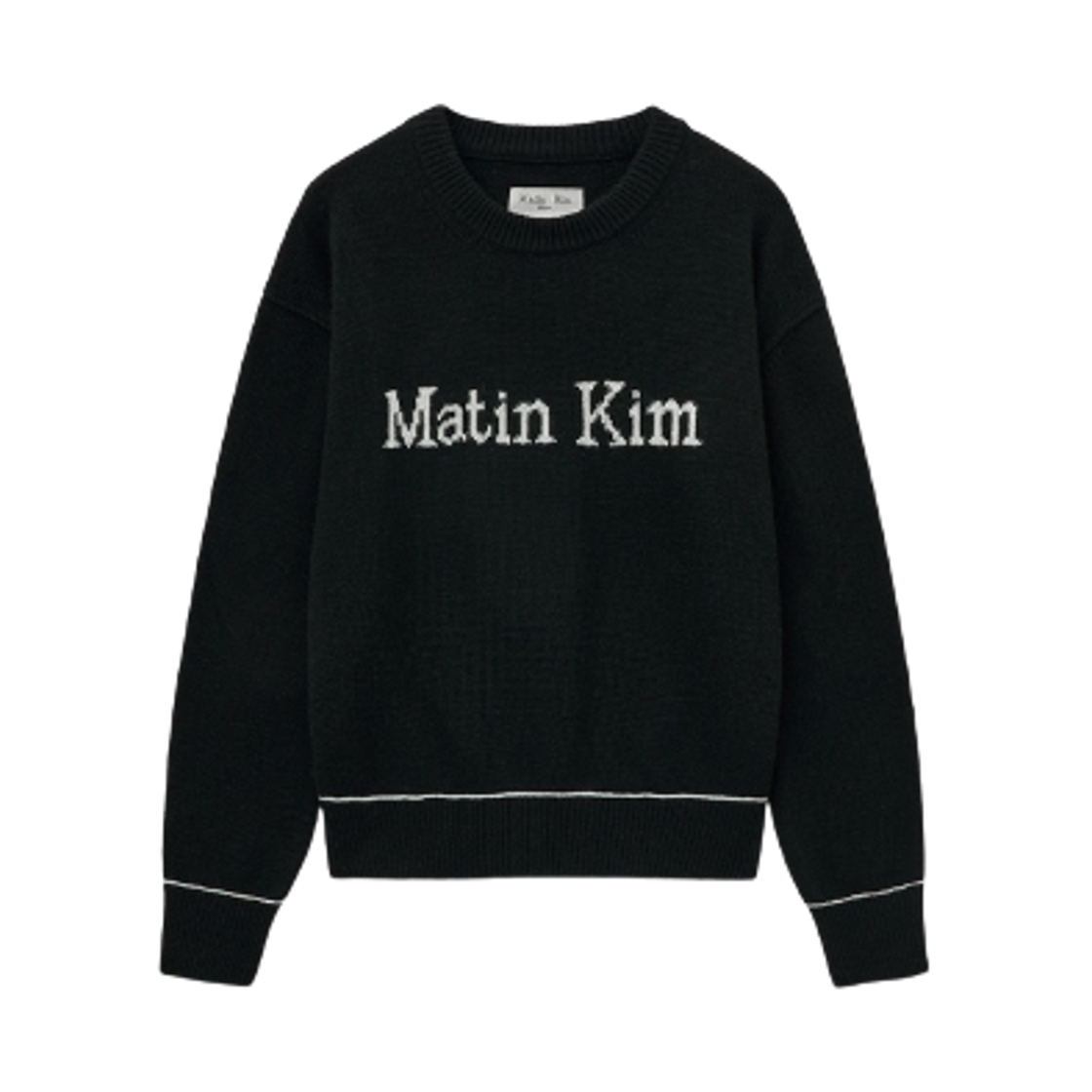 마뗑킴 컬러 트림 라인 로고 풀오버 블랙(Matin Kim Color Trim Line Logo Pullover Black)