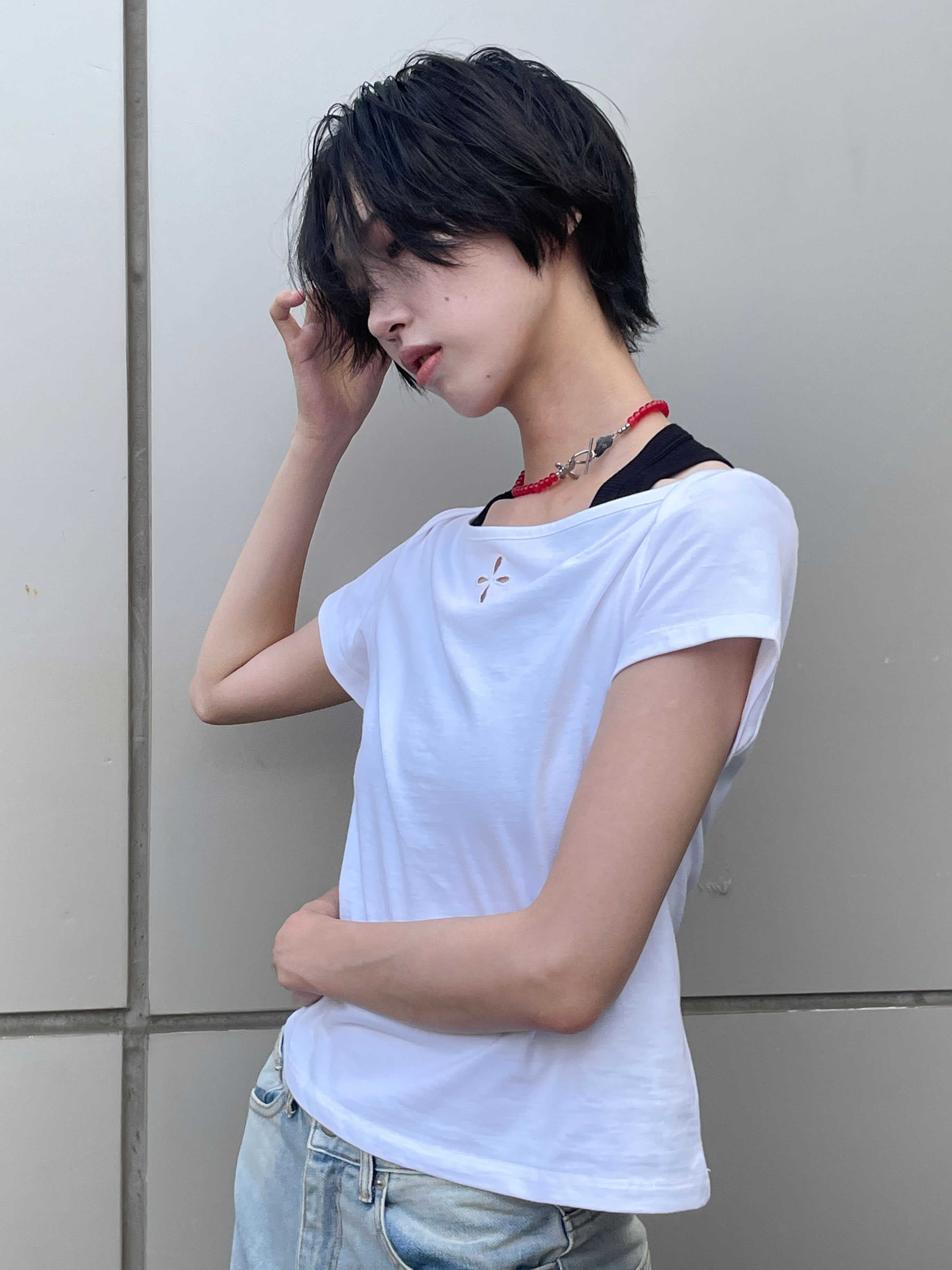 Riomeu Holiday Red Black Necklace Red 착용 스타일
