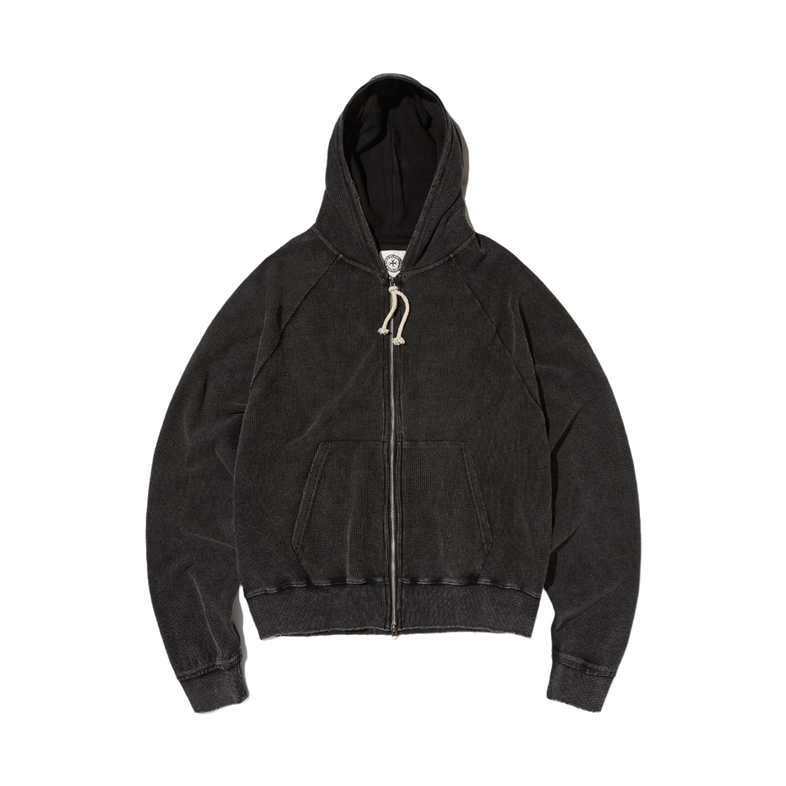 PDP252HD03AWB Punch Drunk Parties PCDP Washed Waffle Zip-up Hoodie WASHED BLACK