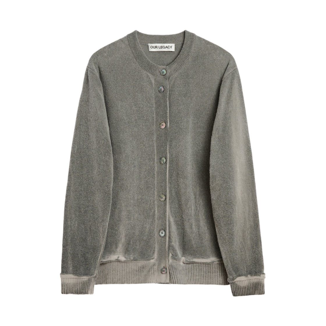 W4253DG (W) Our Legacy Dual Cardigan Grey Spray Dye Cherub Wool