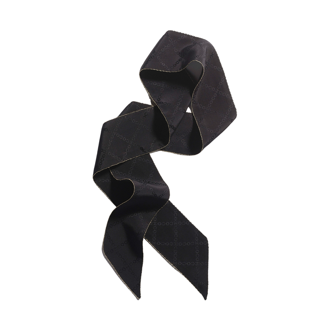 샤넬 슬림 방도 실크 자카드 크레이프 메탈 & 블랙 골드(Chanel Slim Bandeau Silk Jacquard Crepe Metal & Black Gold) - 1