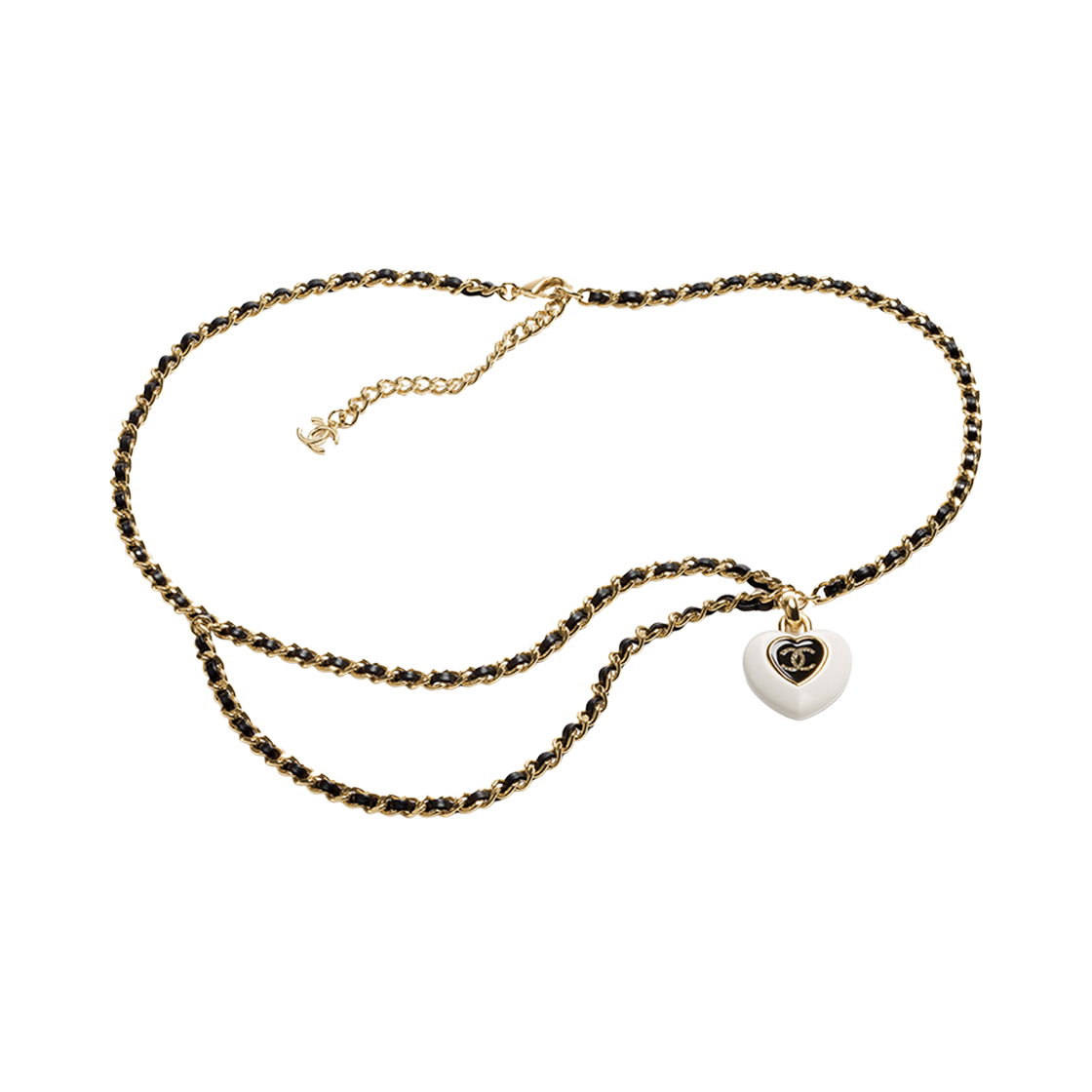 샤넬 체인 벨트 메탈 레진 카프스킨 스트라스 & 골드 펄리 화이트 블랙 크리스탈(Chanel Chain Belt Metal Resin Calfskin Strass & Gold Pearly White Black Crystal) - 1