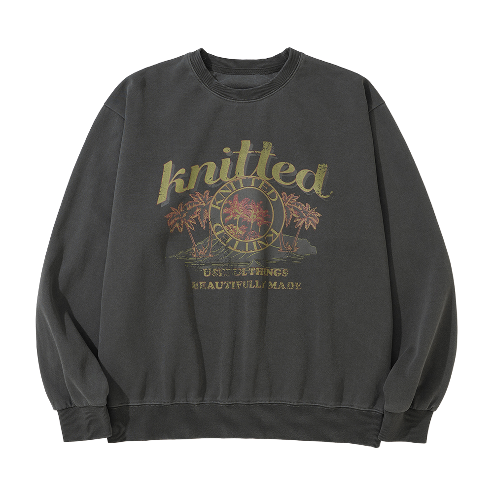 니티드 피그먼트 팜트리 맨투맨 차콜(Knitted Pigment Palmtree Mtm Charcoal)