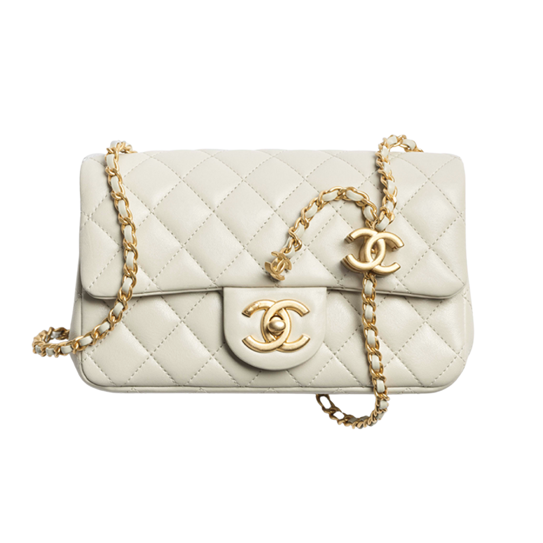 샤넬 미니 플랩 백 램스킨 & 골드 메탈 라이트 그레이(Chanel Mini Flap Bag Shiny Lambskin & Gold Light Grey) - 1