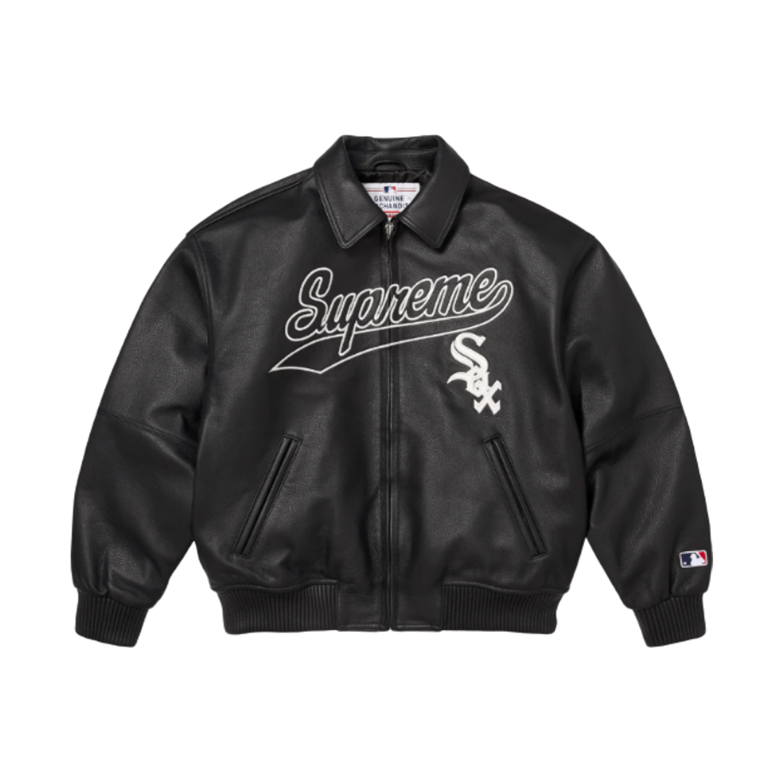 슈프림 x 시카고 화이트 삭스 레더 바시티 자켓 블랙 - 25FW(Supreme x Chicago White Sox Leather Varsity Jacket Black - 25FW)