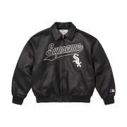 Supreme x Chicago White Sox Leather Varsity Jacket Black - 25FW