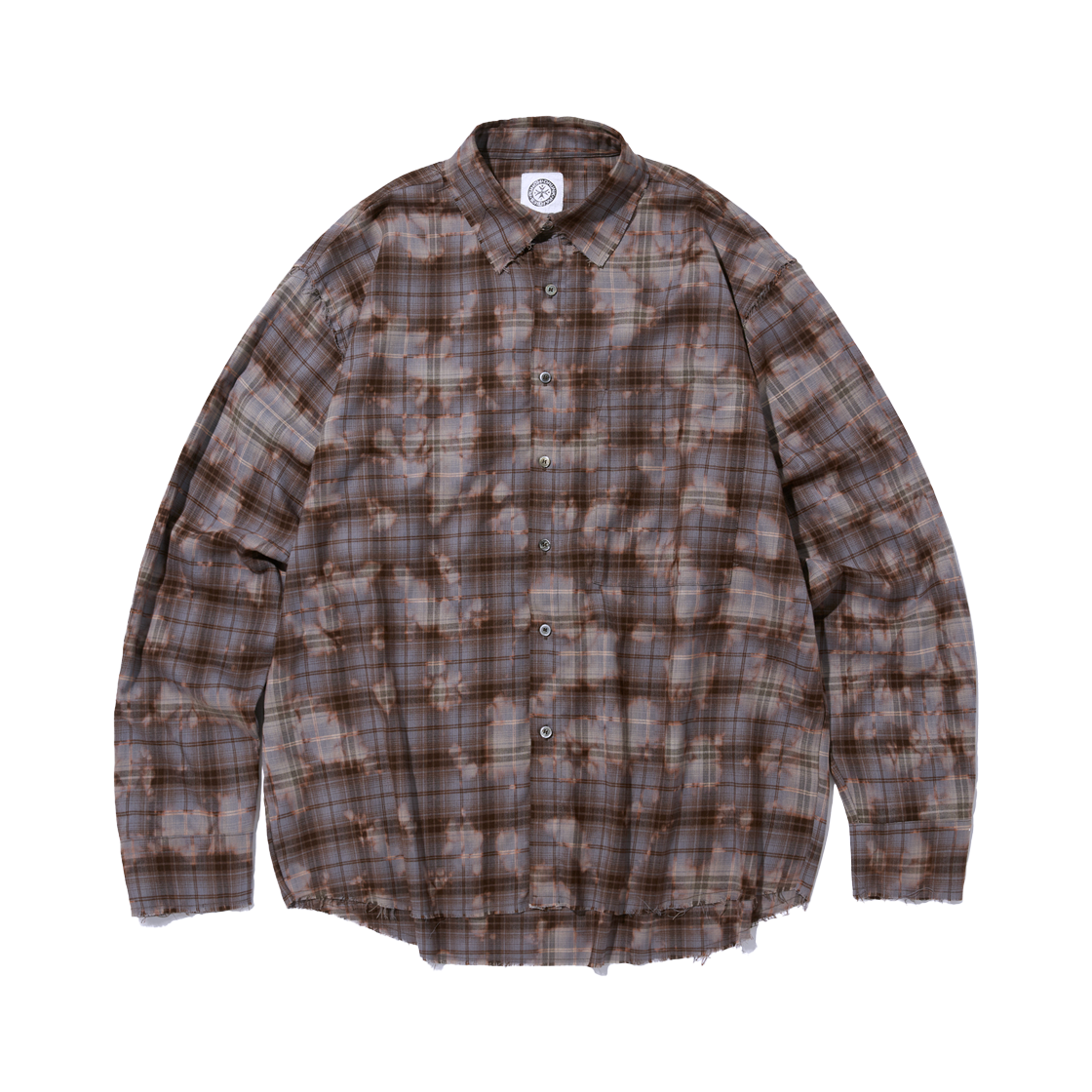 PDP252SH01CBB Punch Drunk Parties Parties Bleached Vinatage Shirt BLUE BROWN