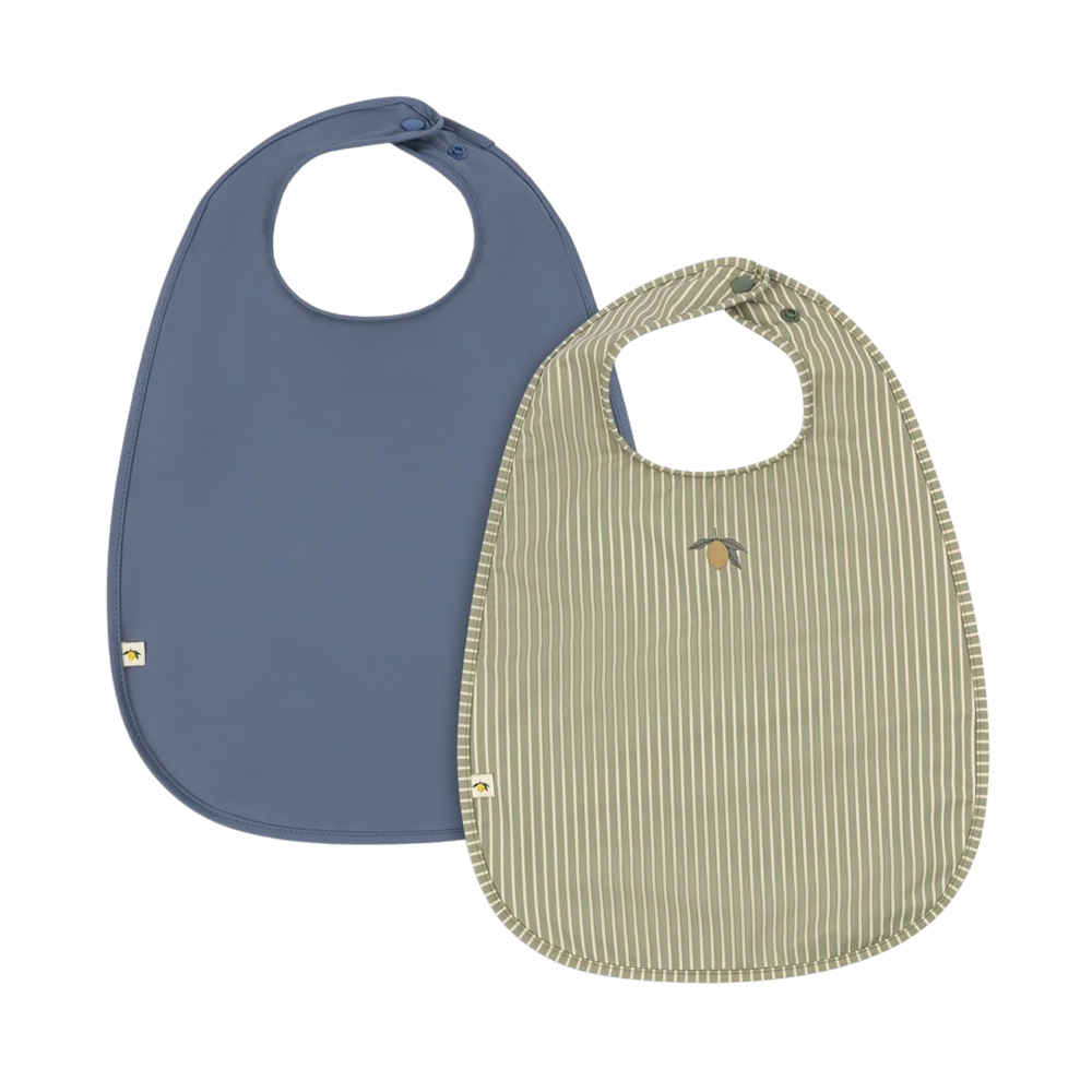 콩제슬래드 디너 빕 턱받이 2팩 레몬(Konges Sløjd 2 Pack Dinner Bib Tea Stripe Flint Stone)