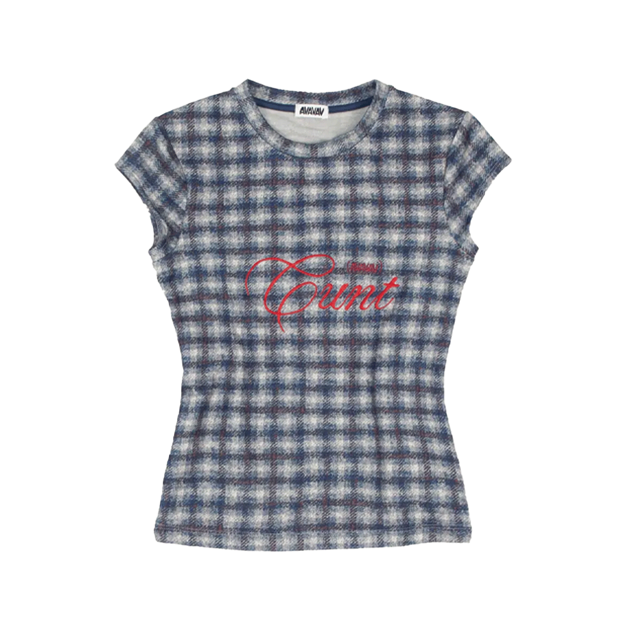 아바바브 우먼 티셔츠 체크 블루 - 25FW(Avavav Women T-Shirt Checked Blue - 25FW)