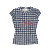 Avavav Women T-Shirt Checked Blue - 25FW
