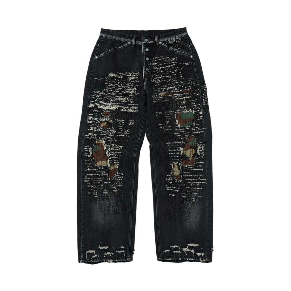 떠그 클럽 빈티지 스티치드 카모 데님 팬츠 블랙(Thug Club Vintage Stitched Camo Denim Pants Black)