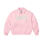 Supreme x Chicago White Sox Leather Varsity Jacket Pink - 25FW