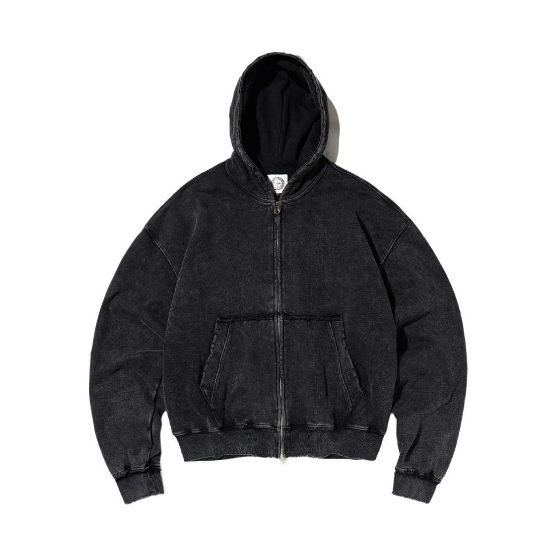 PDP252HD04CCC Punch Drunk Parties Crest Logo Vintage Washed Zip-up Hoodie CHARCOAL