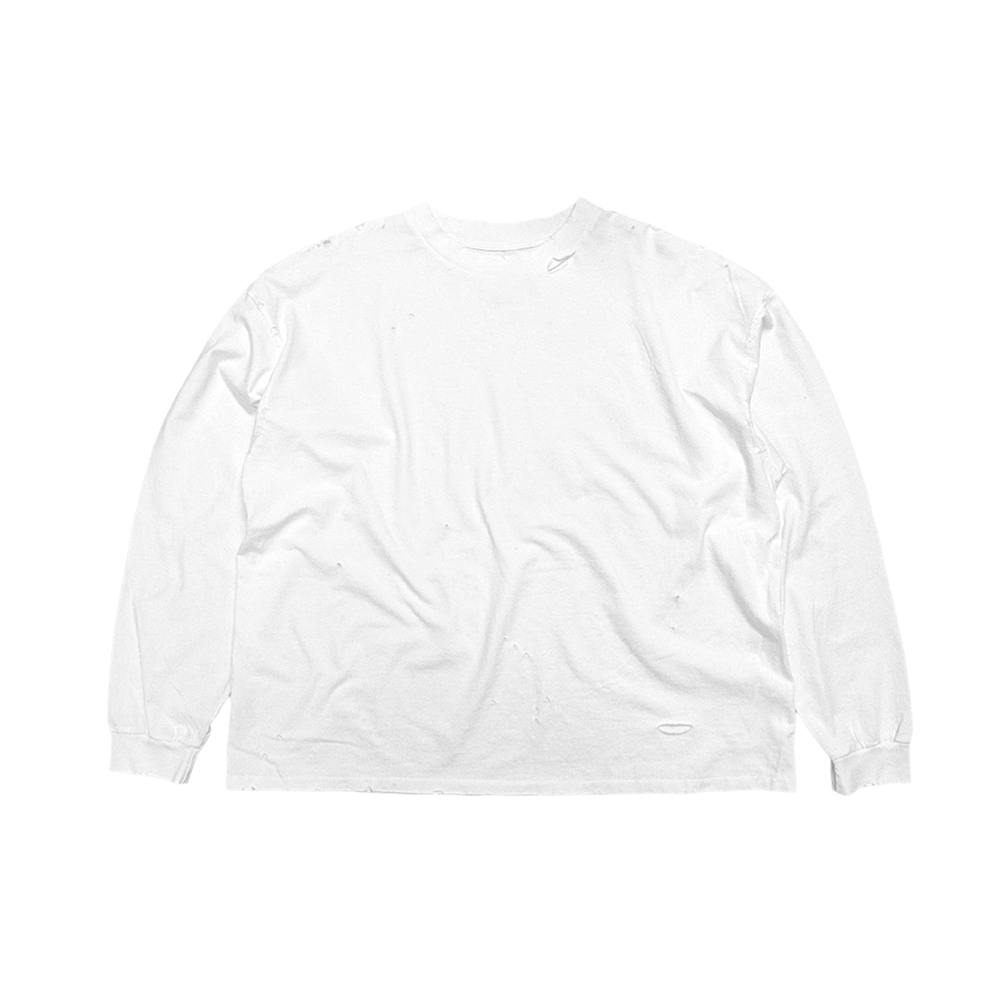 홈리스 디스트레스 레귤러 롱슬리브 화이트(Hommless Distressed Regular LS White)
