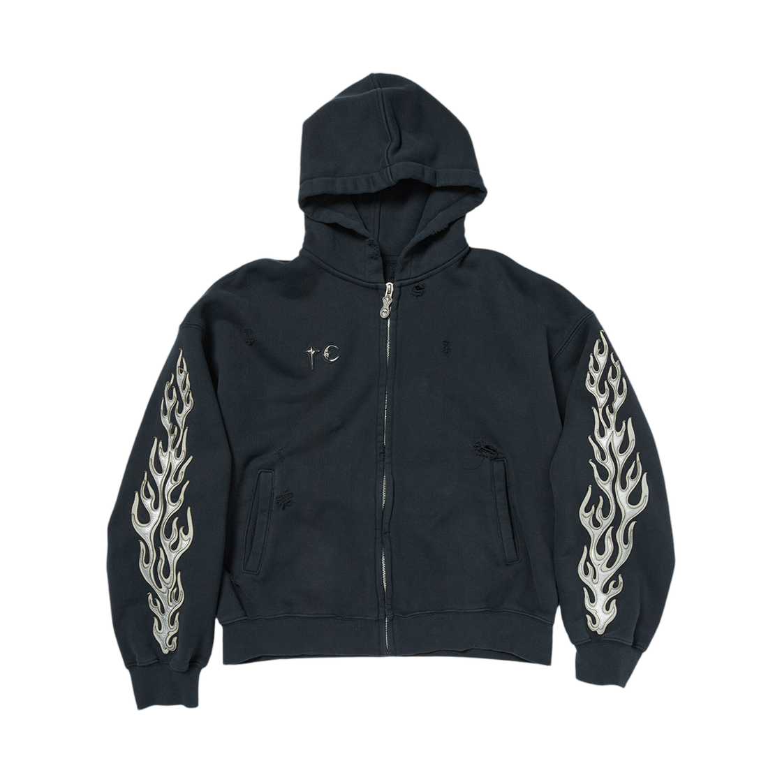 떠그 클럽 레더 플레임 후드 Zip-Up 네이비