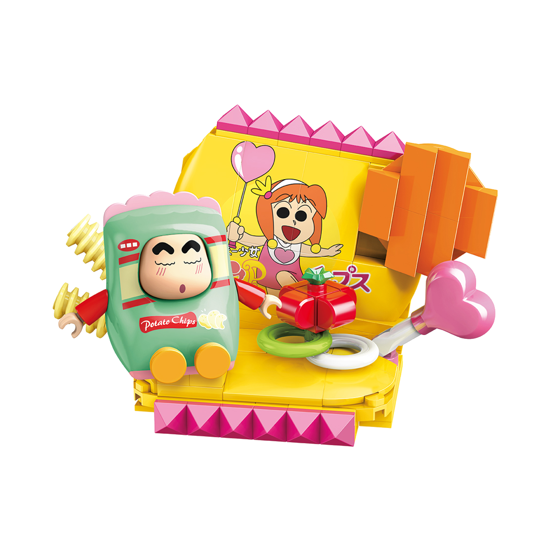 큐만 짱구 블럭 피규어 음식 시리즈 짱구의 모에피 새우칩(Qman Crayon Shin chan Block Figure Food Series Shin Chan's Moepi shrimp chips)