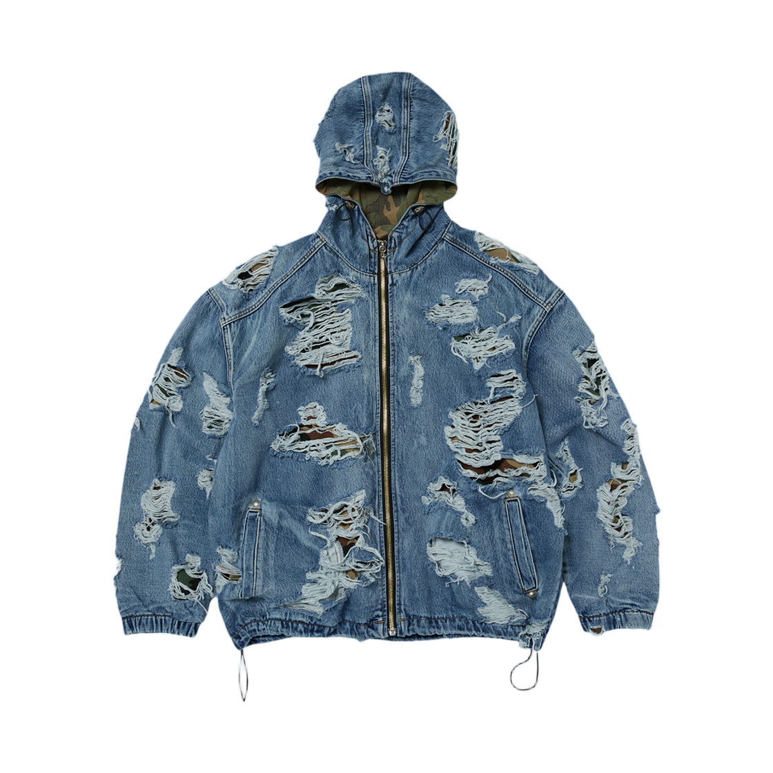 떠그 클럽 헬 데님 카모 후드 집업 블루(Thug Club Hell Denim Camo Hooded Zip Up Blue)