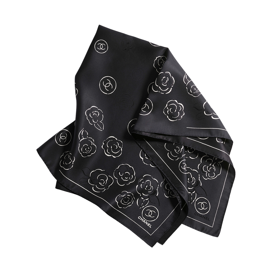 AAB203-B21160-U2120 Chanel Square Scarf Jacquard Silk Twill & Black Ecru