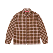 Supreme Metallic Plaid Zip Up Shirt Brown - 25FW