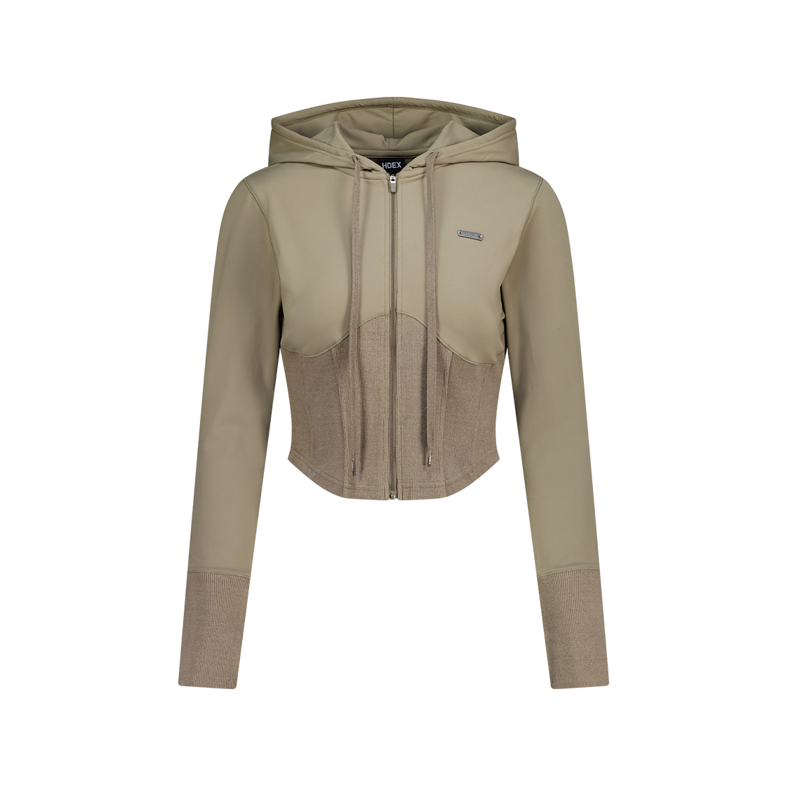 에이치덱스 우먼스 서플 코르셋 후디 집업 토프(HDEX Womens Supple Corset Hoodie Zip-Up Taupe)