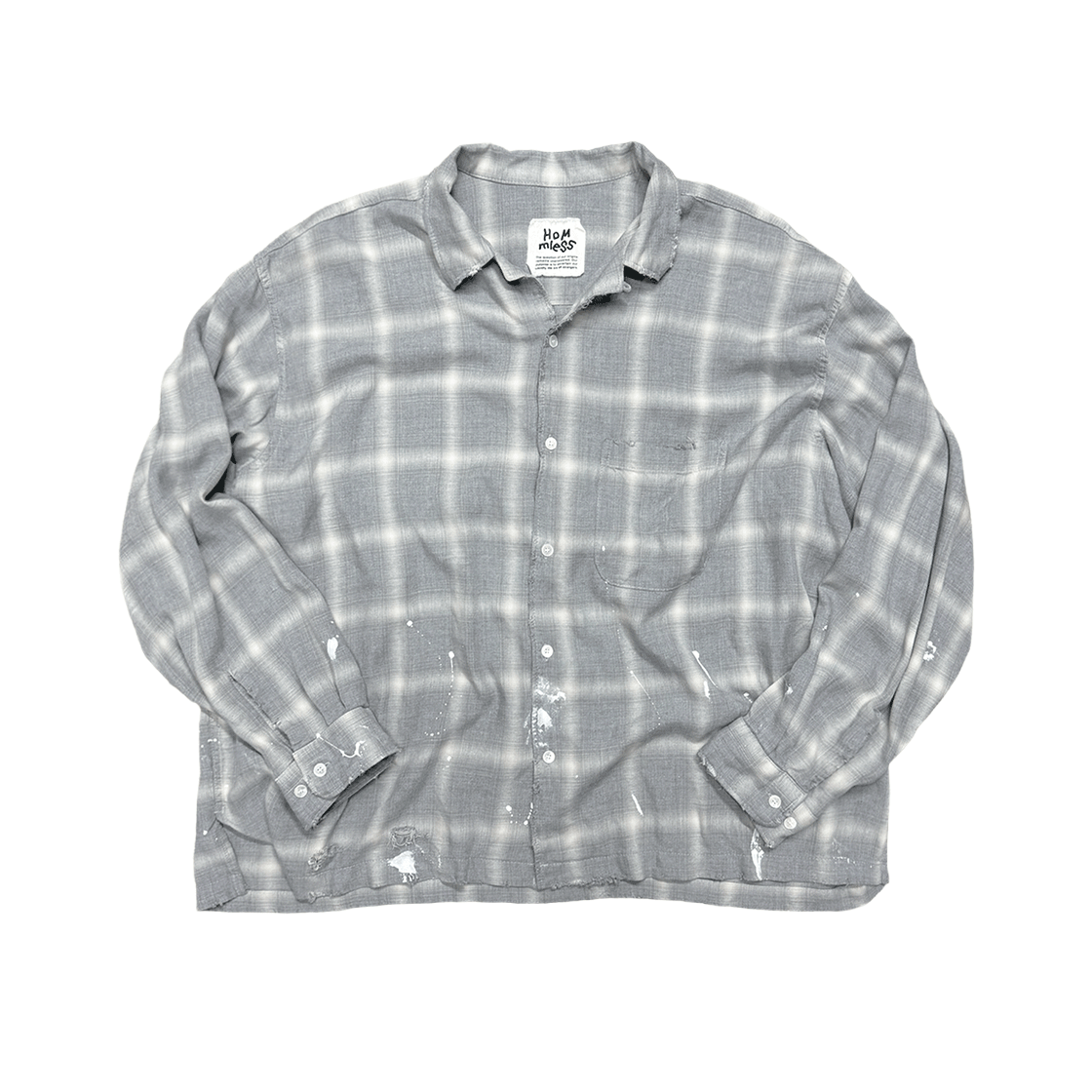 홈리스 레이온 오픈 카라 체크 셔츠 그레이(Hommless Rayon Open Collar Check Shirts Grey)