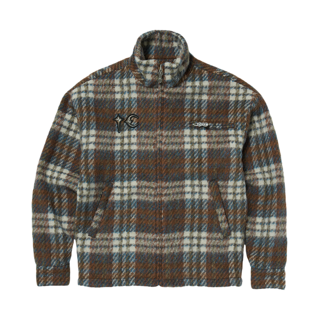 - Thug Club Classic Check Full Zip Jacket Blue Orange