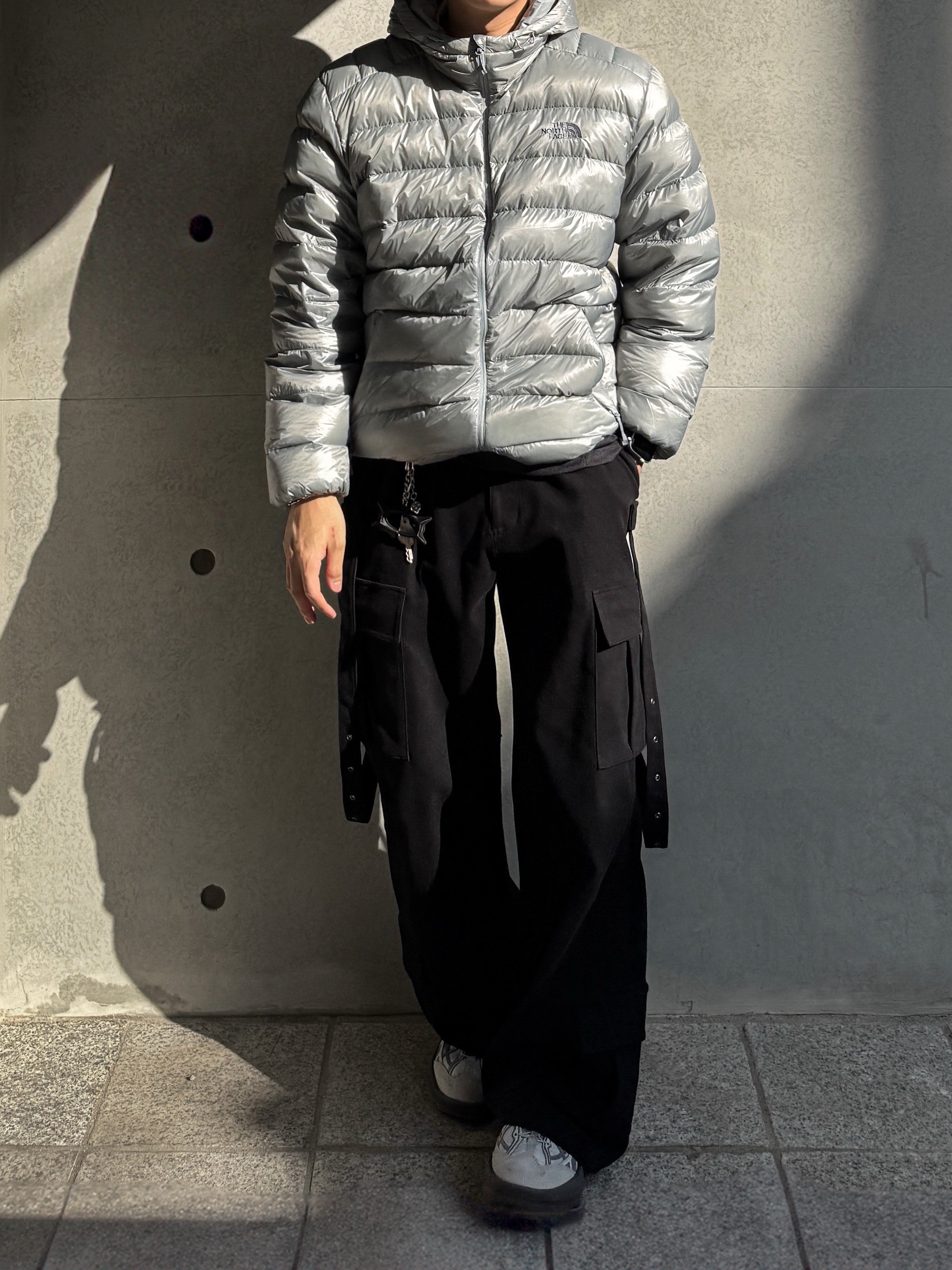 The North Face Matier EX RDS Down Hoodie Light Gray - 25FW 착용 스타일 - 3
