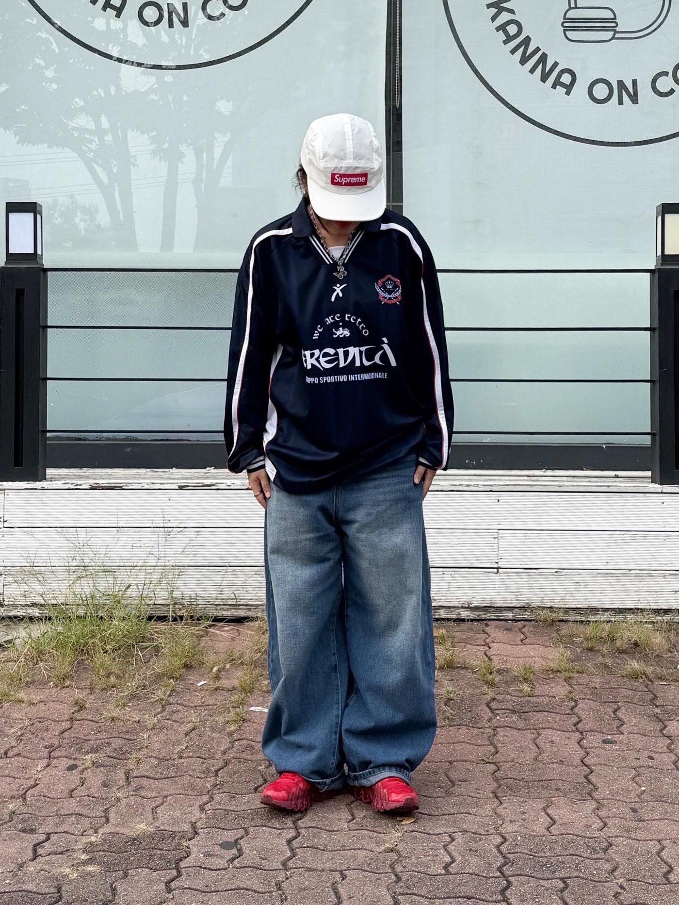 (W) Nike Air Max Dn8 University Red Tough Red, Supreme Waxed Ripstop Camp Cap White - 24FW 착용 스타일