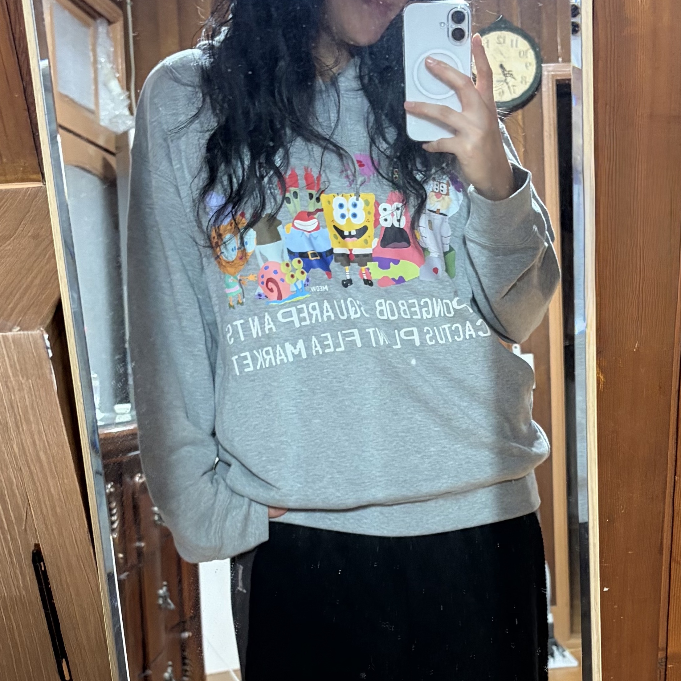Uniqlo UT x CPFM x SpongeBob Sweat Pull Parka A Gray - KR 착용 스타일 - 2