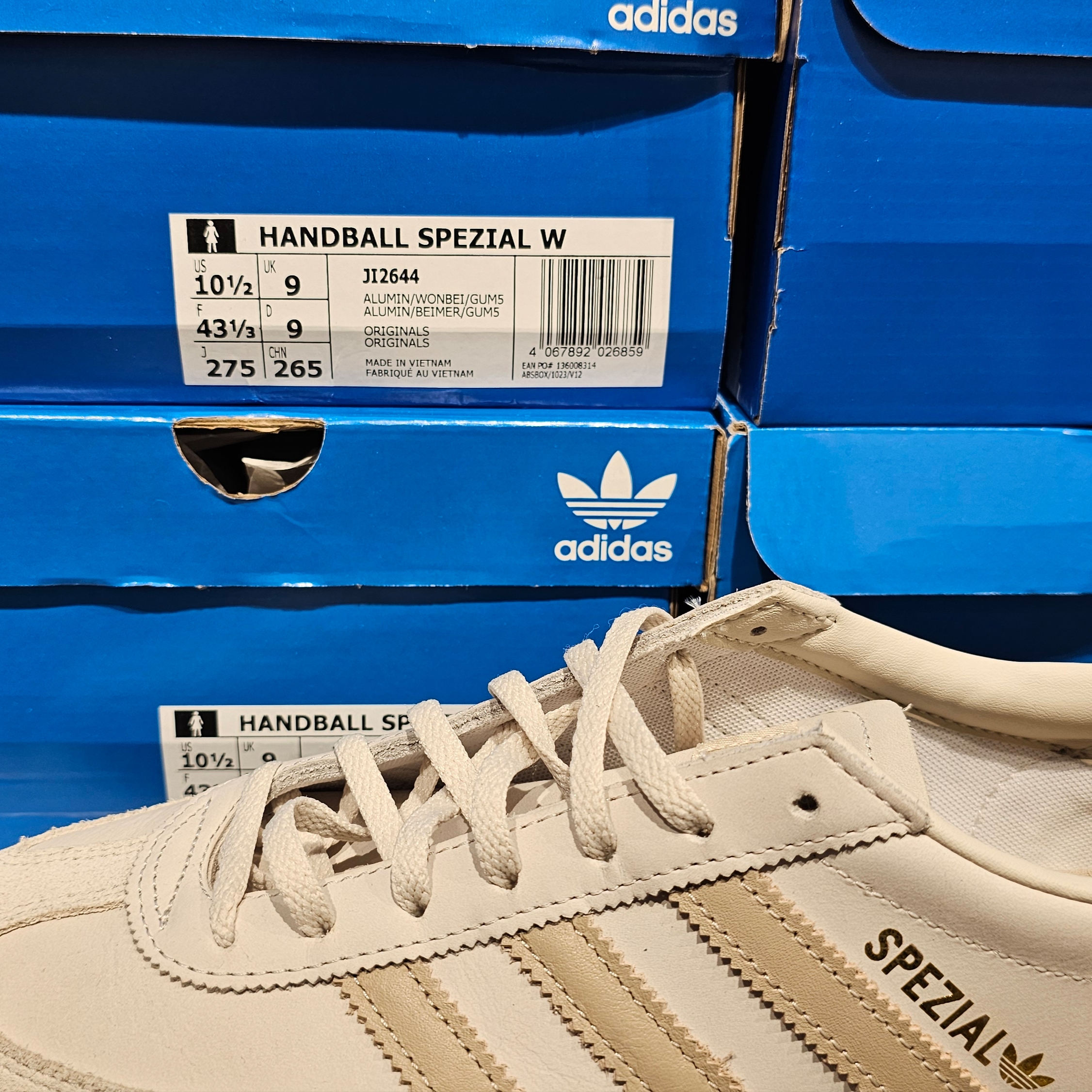 (W) Adidas Handball Spezial Alumina Wonder Beige 착용 스타일