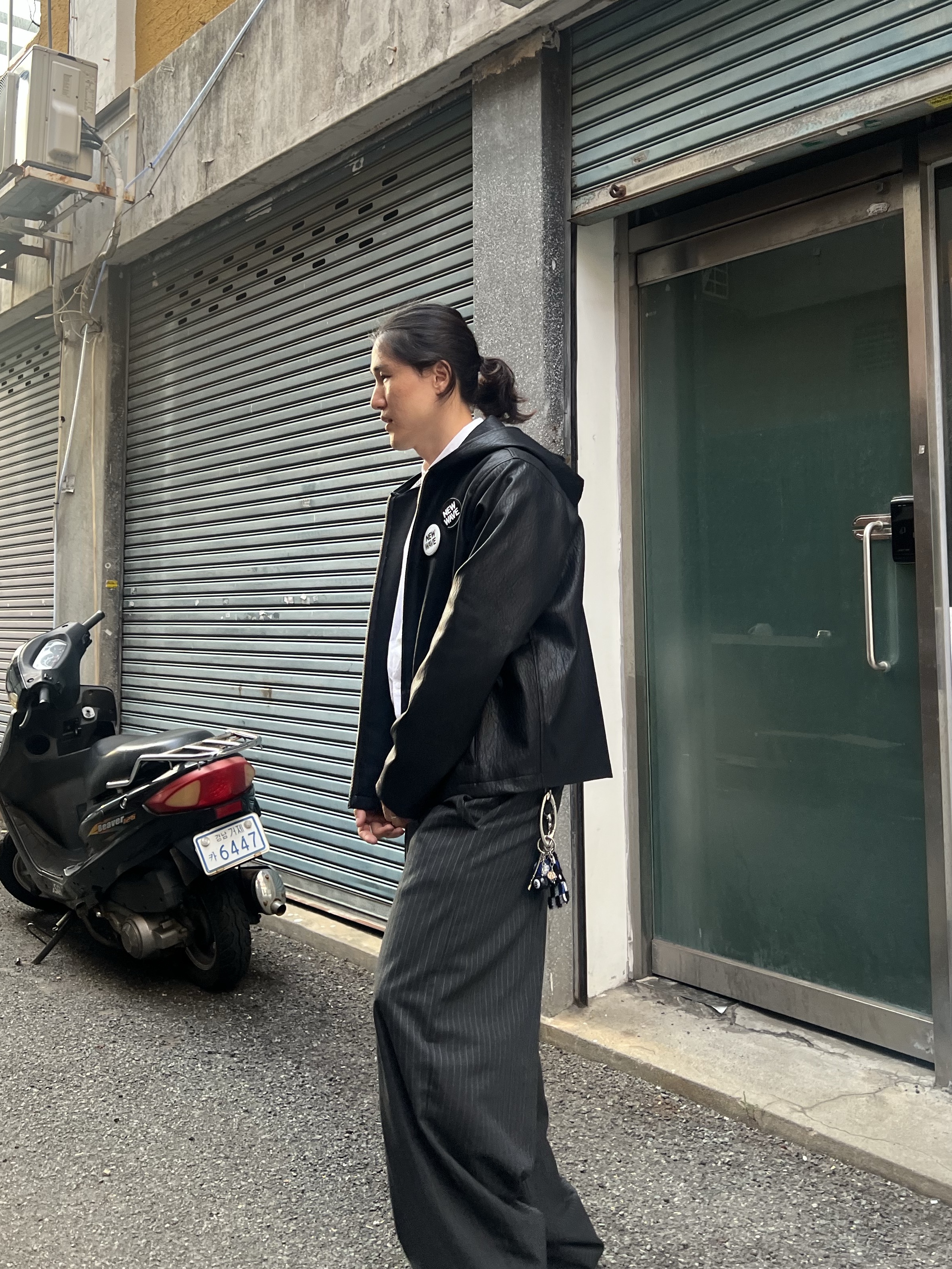 Hono Report Hooded Zip-Up Black 착용 스타일 - 7