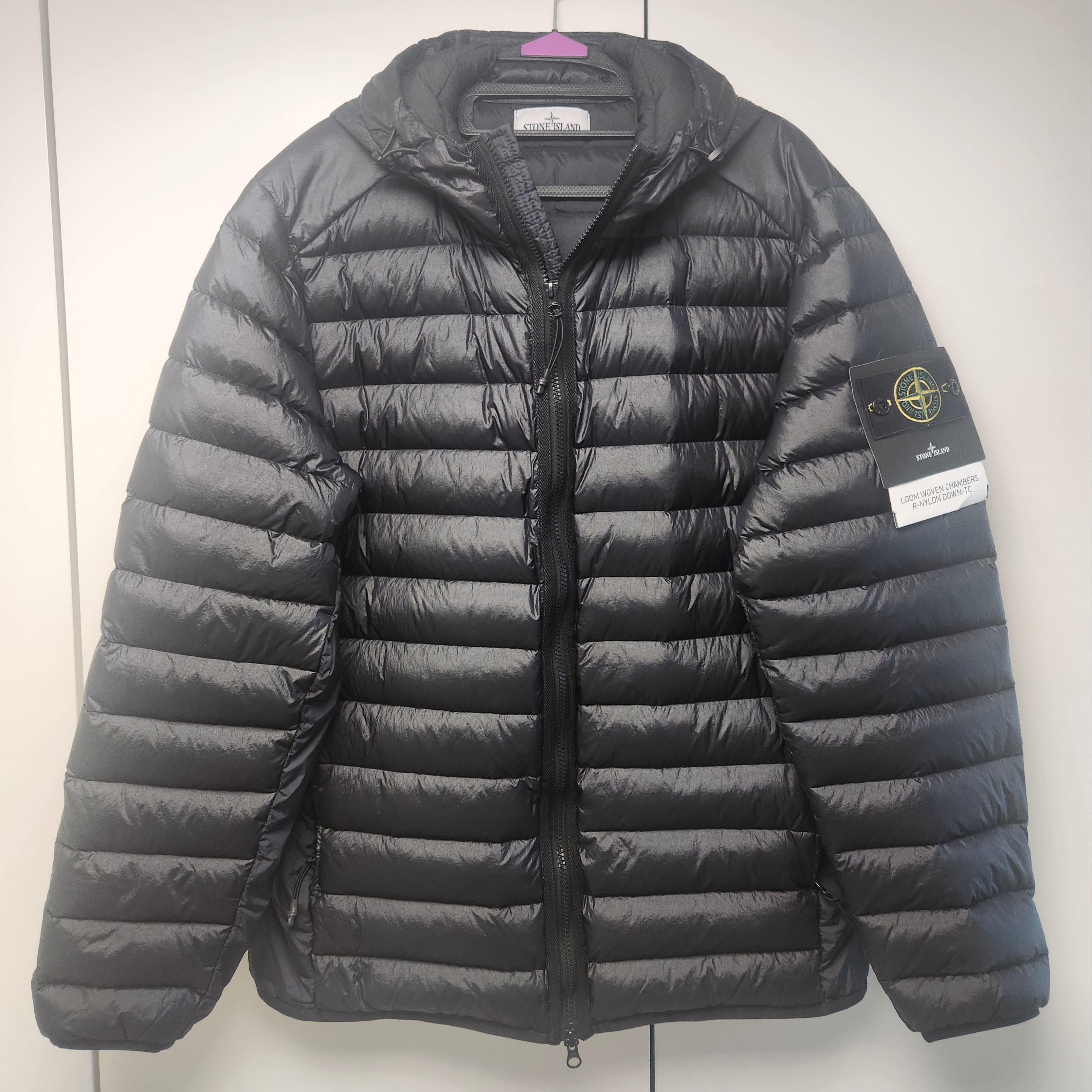 Stone Island 4100403 Loom Woven Chambers Nylon Down-TC Jacket Black - 25SS 착용 스타일 - 1