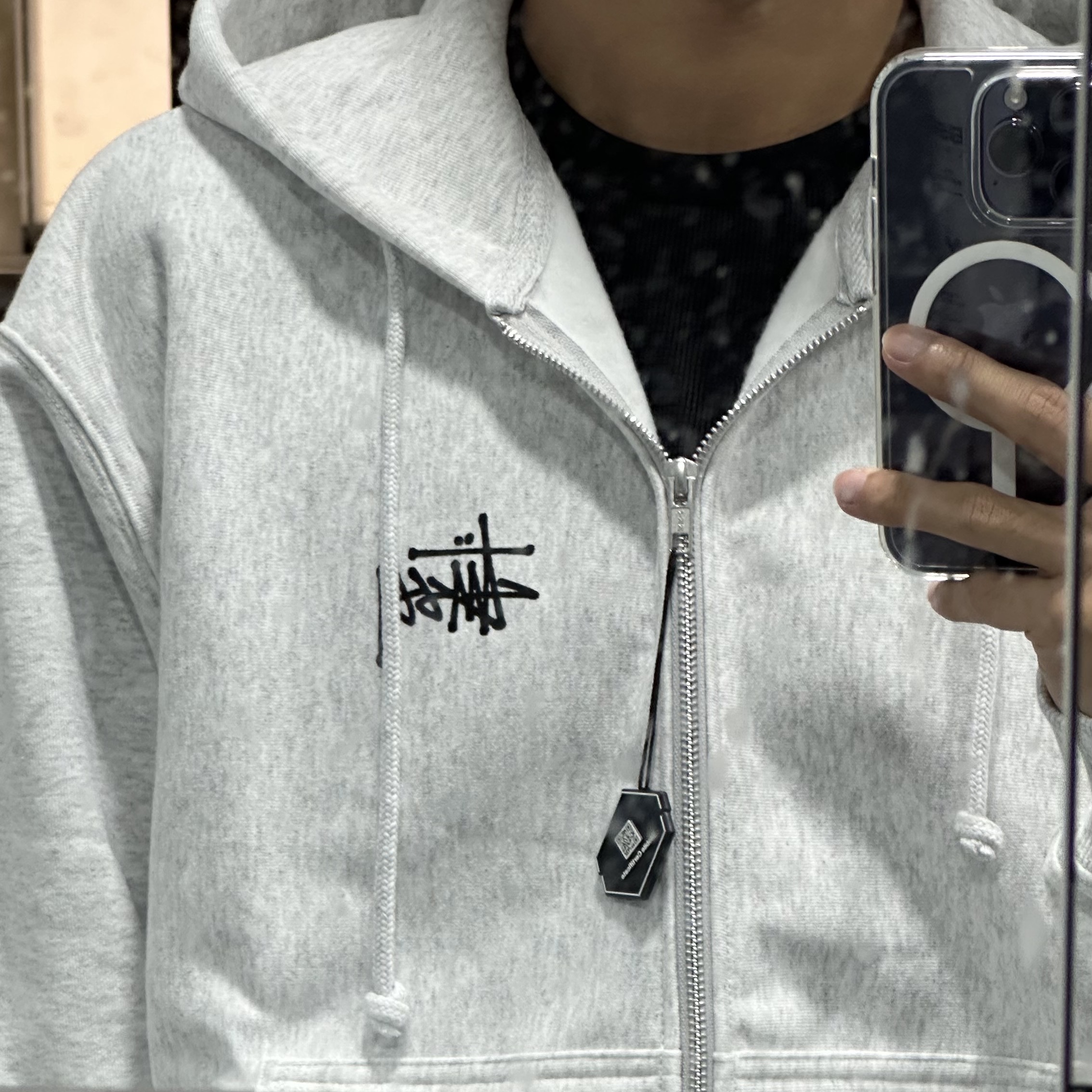 Stussy Basic Stussy Zip Hoodie Ash Heather 착용 스타일