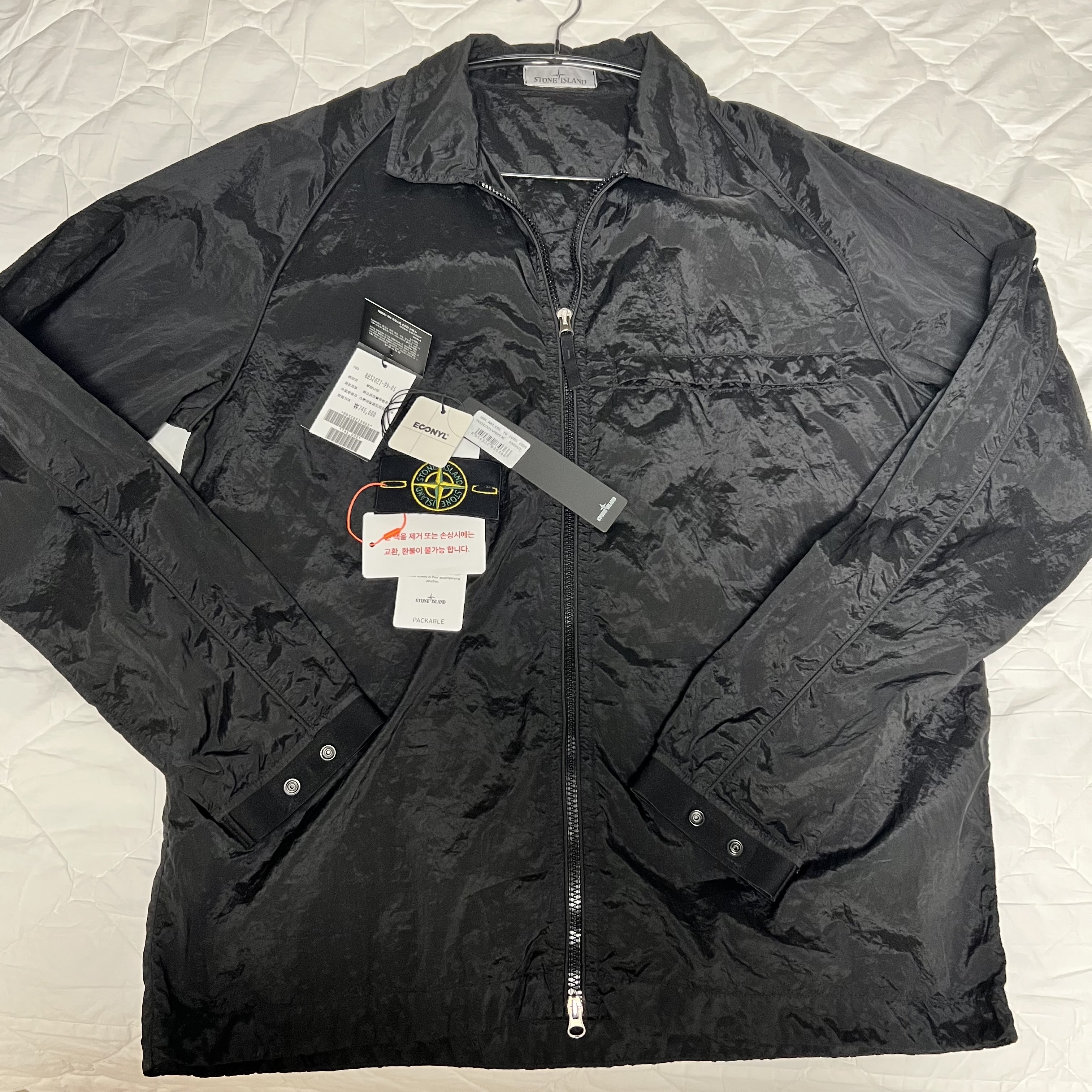 Stone Island 12321 Nylon Metal Garment Dyed Packable Overshirt Black - 22SS 착용 스타일