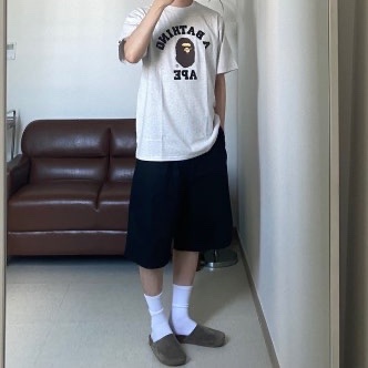 BAPE College T-Shirt White 착용 스타일