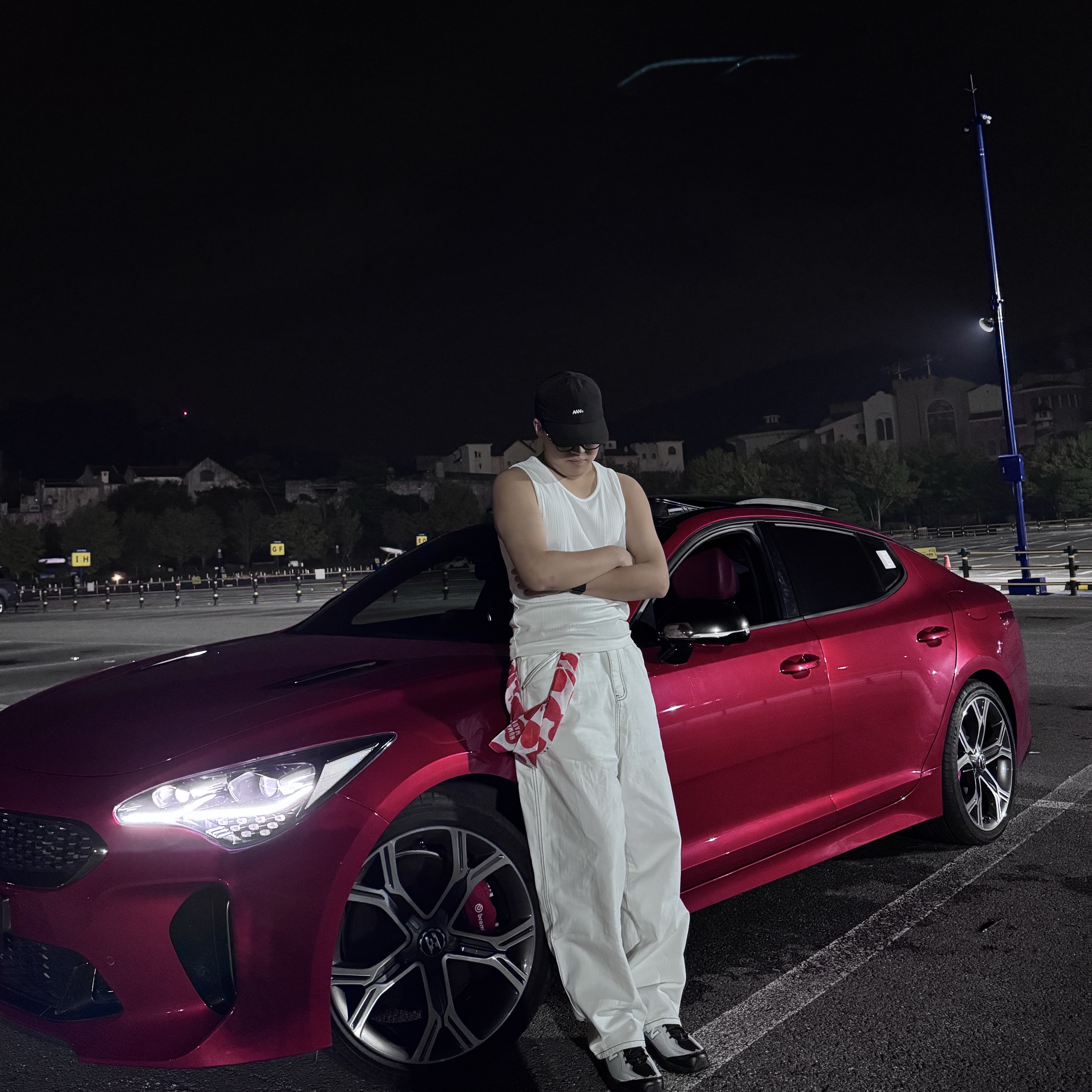 Human Made Heart Big Bandana Red 착용 스타일
